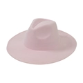 Pink wide-brim wool fedora hat with classic indented crown for a vintage jazz style - One Size / Light Pink
