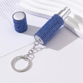 Blue rhinestone portable perfume bottle with silver metal keychain for women - 5ml / Blue