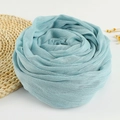 Light blue linen-cotton scarf for women featuring delicate fringe edges and soft texture - 190x100cm / Bean Green