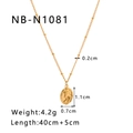 Dettaglio del pendente cammeo sirena con dimensioni e catena a sfere 40+5cm - Stile in rilievo double-face ritratto di sirena (NB-N1081) / Oro 18K