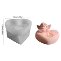 Cupid angel heart candle silicone mold with resin finished craft and size details - NO.1 Angel Boy Heart Candlestick / 12x7.2cm