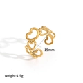 Detail view of 18K gold plated hollow heart ring with 19mm diameter and 1.5g weight - Gold Hollow Heart Style (TR4441)
