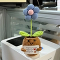 Handmade crochet potted plant doll with blue flower and Thank You For Helping Me Grow card - Small Blue Flower 1
