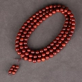Zambia red sandalwood 108 prayer beads bracelet with traditional brown knot and wood texture - Premium 6mm*108 Beads [High Density Old Material]