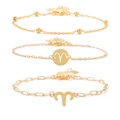 Set di tre bracciali dorati segno Ariete con catena a sfere e dettaglio ciondolo a moneta - Ariete