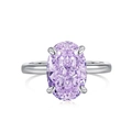 Elegant S925 sterling silver ring featuring a large oval purple zircon in a 4-prong setting - US 5 / Purple