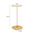 Golden T-bar earring display stand with square base, 11cm height, jewelry organizer rack - Square Base / 6*11cm / Gold