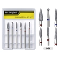 Macro shot of 6-piece diamond nail drill bit set in storage case for professional manicure - 6 Slots Nail Drill Bit Set 04