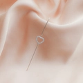 Sparkling silver heart stud earrings with white cubic zirconia on pink silk fabric - Heart Style (DZ-714)