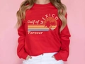 Red long sleeve hoodie featuring a vintage Gulf of Mexico graphic print for a relaxed fit - S / Tops / Red