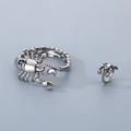Set bracciale e anello a scorpione in acciaio inossidabile lucido stile gotico uomo - Misura anello 9 / Set Bracciale + Anello / Argento