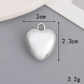 Detail of a polished silver heart pendant showing 2cm width and 2.3cm height dimensions - 20mm*23mm Heart / Silver