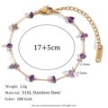 Detail of 18K gold-plated 316L stainless steel bracelet with purple amethyst chips - Bracelet - Gold - Amethyst