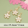 18k gold plated flower pendants with marquise crystals for DIY jewelry making, size 19.4x11mm - Five-petal Flower Style / Gold