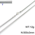 Silver finish 3mm snake chain necklace 500mm length with 12g weight and lobster clasp - 50cmx3mm / Silver