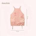 Delantal de cocina rosa impermeable con toallas laterales y dibujo de conejo - Rosa Rosado Diseño Ajustable con Limpiamanos / 75*78CM