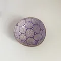 Natural coconut shell bowl with purple cracked glaze finish and white circular patterns - Purple Large Dot Ball Style