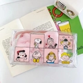 Transparent PVC Snoopy fruit print storage bag with pink plush inside and Snoopy design - Pink Plaid Snoopy