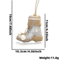 Silver sequin ice skate Christmas tree ornament with brown fringe and size dimensions - Silver Sequin Ice Skate