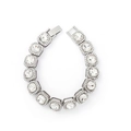 Top view of silver square zircon bracelet with small stones on a clean white background - 8inch Bracelet (20cm) / Silver