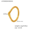Bague en V en acier inoxydable doré avec zircon 5A, largeur 0,4 cm et poids de 1,2 g - US 6 / Or Géométrique en V