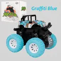 Blue graffiti inertia monster truck toy in 1:36 scale with its original retail packaging - Blue Graffiti (Boxed)