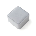 Elegant light gray velvet square jewelry box for rings and earrings storage and display - Grey Gift Box / Gray