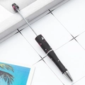 DIY plastic beaded pen featuring a matte black finish with pink butterfly and XOXO prints - Black Pink Bow and XOXO (95)