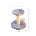 Compact sisal cat tree with gray plush base and hanging feather toy mouse - Round Small 20cm Height / Grey (White Sisal)
