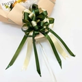 Large dark green and beige double-layered bow ribbon for wedding car and gift decoration - Army Green