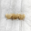 Golden rectangular metal hair clip with vertical brushed texture and serrated edges - 15# Gold (Vertical Striped Serrated)