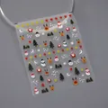 Pegatinas navideñas para uñas con motivos de Papá Noel y renos en hoja transparente - TS-3264 Noche de Navidad de Invierno