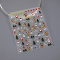 Cartoon Christmas nail stickers featuring Santa and reindeer on a transparent sheet - TS-3264 Winter Christmas Night