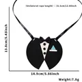 Black pet suit tuxedo bib with blue pocket square and dimensions for Halloween - One Size / Black Suit Style