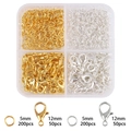 DIY sieraden kit met gouden en zilveren karabijnsluitingen en buigringen in opbergdoos - Doos 9 - Goud & Zilver Mix Sluiting & Ring Set