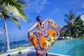Ethnic elephant pattern beach shawl with colorful mandala print for summer vacation - Elephant Mandala Pattern Style / Silver Gray / 180cm