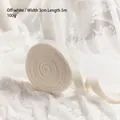 Nastro di lana beige spesso per fiocchi natalizi fai-da-te, rotolo 3 cm x 5 m - 3 cm di larghezza / 5 m di lunghezza / Bianco Sporco