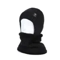Men's winter black knit beanie and neck warmer set with thick faux fur fleece lining - Hat + Neck Warmer / Black Set