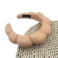Handmade soft plush padded headband in beige featuring a stylish twisted bubble design - Padded Cloud Headband / Terry Cloth Light Orange