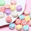 Pastel cat claw acrylic beads for DIY bracelets scattered on a white embossed plate - Multicolor