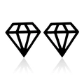 Minimalist black stainless steel diamond shaped stud earrings set on a white background - 060 Black