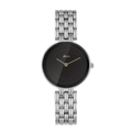 Montre à quartz minimaliste avec cadran noir élégant et bracelet en métal argenté - Argent Noir