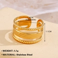 Mehrlagiger Edelstahlring mit 18K Vergoldung und gedrehtem Design für Damen - 684 Mehrlagig Gedreht Hohl / Gold