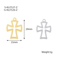 Minimalist stainless steel hollow cross pendants in gold and silver, 20mm x 15mm size - Modern Simple Cross (S-KLJ7127-Z) / Steel