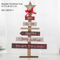 Décoration de sapin de Noël en bois avec étoile et motifs à carreaux, hauteur 37cm - Sapin de Noël en Bois