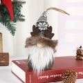 Gnomo natalizio di peluche con cappello a fiocchi di neve nero e bianco e corna marroni - Maschio/Grigio