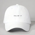 White adjustable baseball cap with KILLIN' IT print and a curved brim for women - One Size / White
