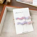 Elegant wavy acetate hair clips in purple marble texture with gold metal base - 2 Pieces/Pack (6.8cm) / Phantom Pink