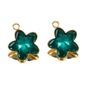 Emerald green star-shaped flower pendant with gold metal frame for DIY jewelry making - 5 Pcs/Pack / Dark Green / 13mm