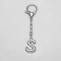 Polished silver letter S bubble keychain with 18k gold plating finish for bags - Letter S